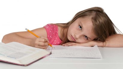 Young girl doing homeschool work